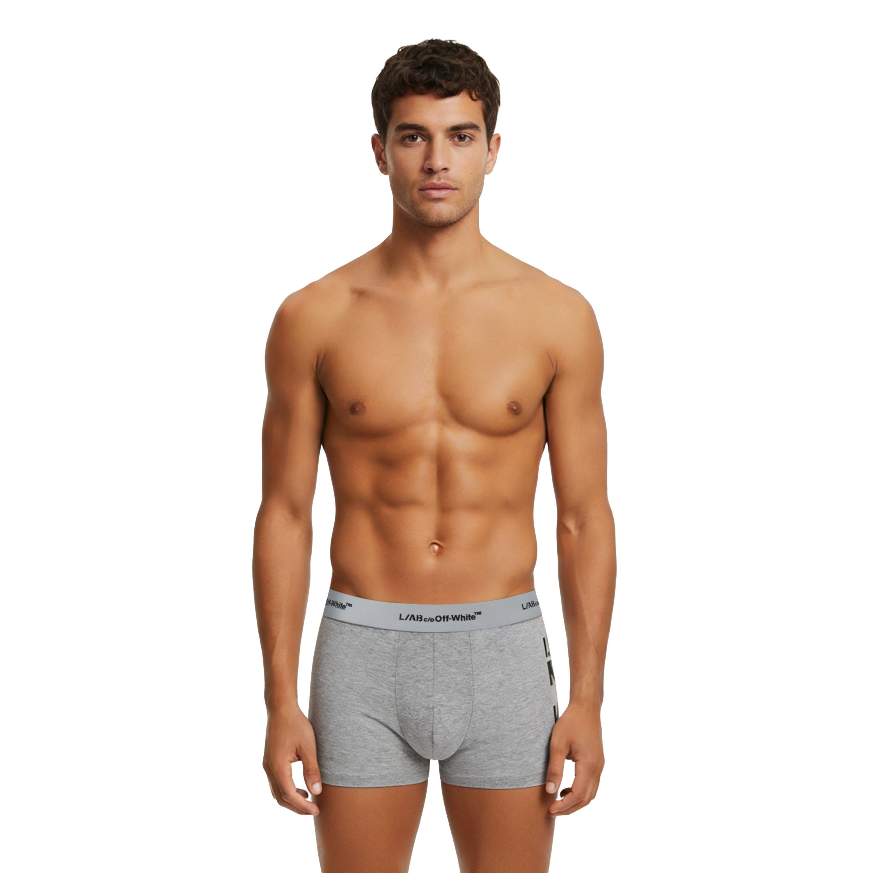 L/AB c/o Off-White Men's Horizontal Repeat Big Arrow 3" Trunk (3 Pack) - Black/White/Grey - BLACK/WHITE/GREY